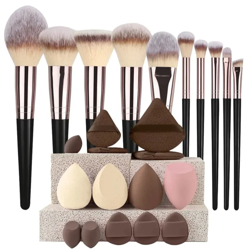 Set Berus Solekan Luxe Set Kosmetik Berbulu Lembut Serbuk Pemerah Mata Pembayang Mata Kabuki Blending Berus Mekap Alat Kecantikan — image 13