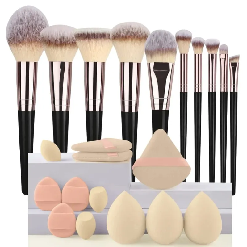 Set Berus Solekan Luxe Set Kosmetik Berbulu Lembut Serbuk Pemerah Mata Pembayang Mata Kabuki Blending Berus Mekap Alat Kecantikan — image 17