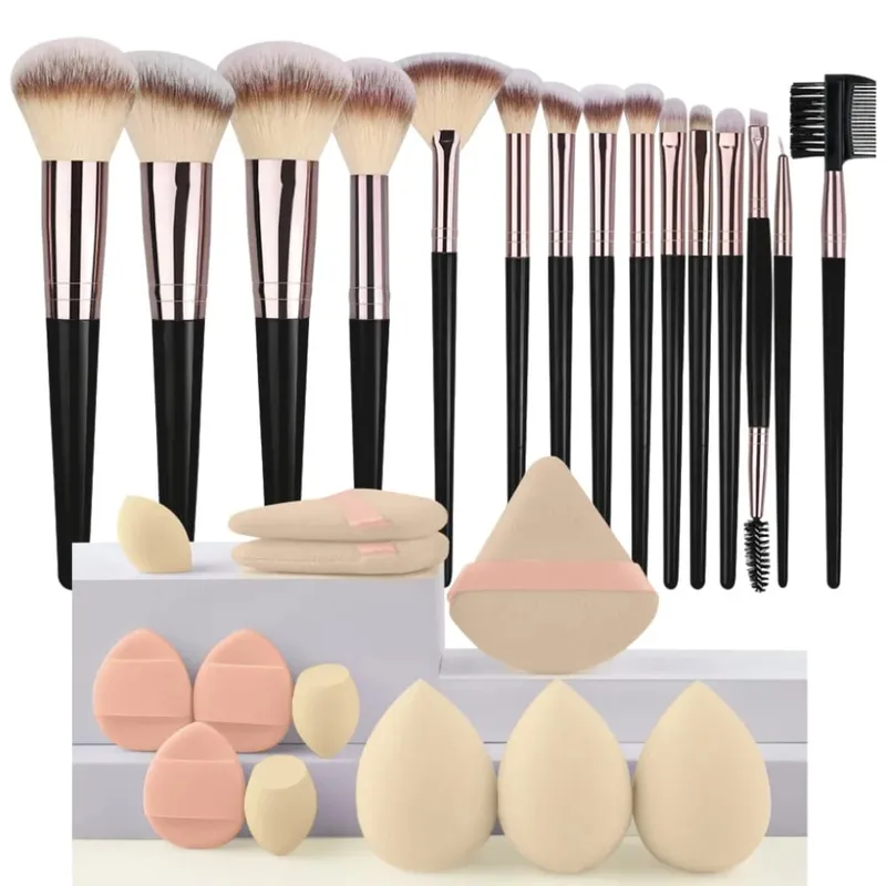 Set Berus Solekan Luxe Set Kosmetik Berbulu Lembut Serbuk Pemerah Mata Pembayang Mata Kabuki Blending Berus Mekap Alat Kecantikan — image 16