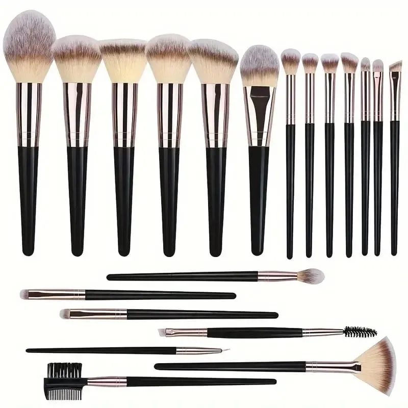 Set Berus Solekan Luxe Set Kosmetik Berbulu Lembut Serbuk Pemerah Mata Pembayang Mata Kabuki Blending Berus Mekap Alat Kecantikan — image 18