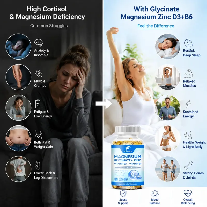 Magnesiumglycinaat + zinksupplementcapsules Hoge absorptie Ondersteuning Slaapgezondheid Botgewricht Hersenen Versterken het immuunsysteem — image 3