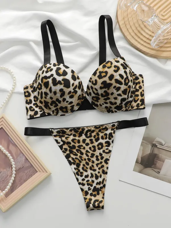 Women's Underwire Bra & Panty Set Solid Color Intimates 3/4 Cup T-Shirt Bra Push Up Underwear Lingerie Set for Women S-L — image 8
