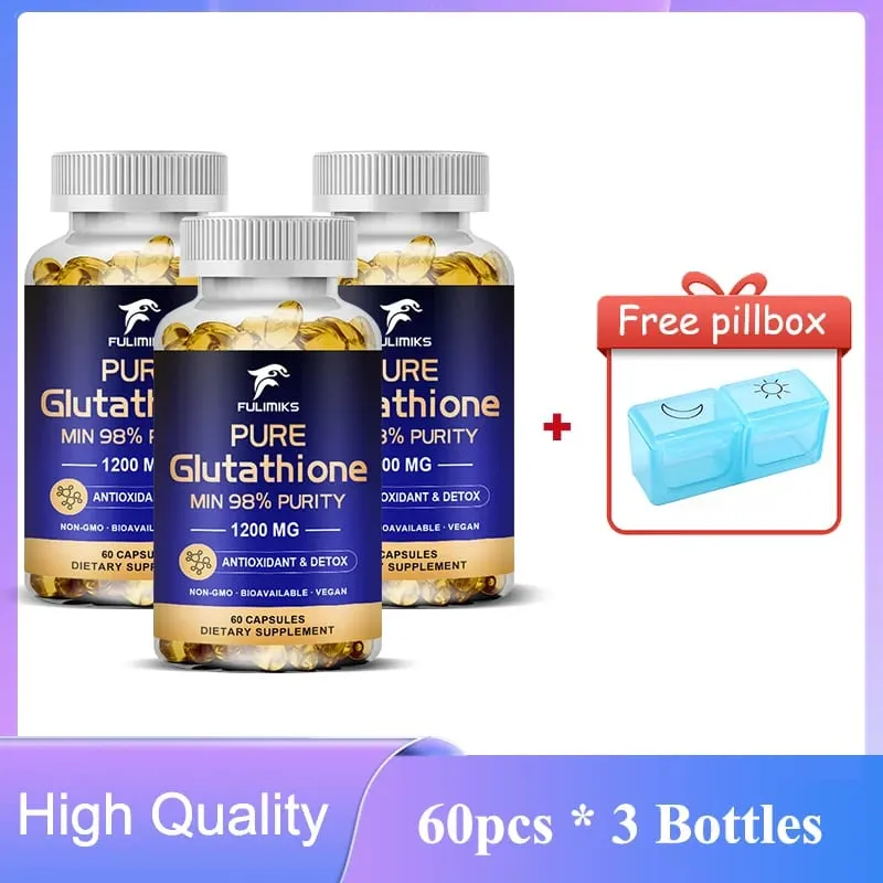 Pure Glutathion Capsules 1200 MG Max podpora vstřebávání Antioxidant pleti Anti-Aging Detoxikace Játra Čištění Imunita — image 6