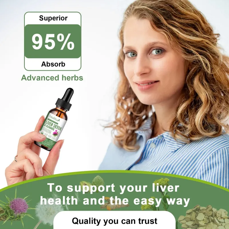 Mulittea Kapky pro zdraví jater s ostropestřcem mariánským a artyčokem - 60 ml bylinná směs se silymarinem Pampeliška kurkuma a berberin pro čištění jater Detox Repair & každodenní podpora