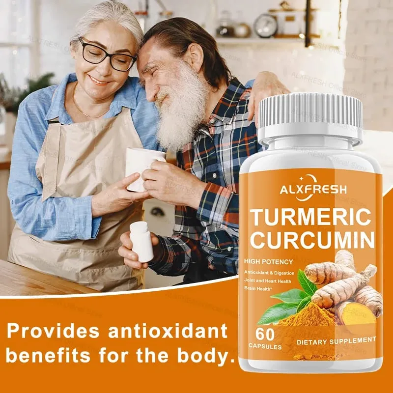 Curcumin Kapslar Kraftiga antiinflammatoriska effekter Lindrar ledsvullnad Stelhet Långsamt åldrande Förbättra humör Främja matsmältningen — image 2