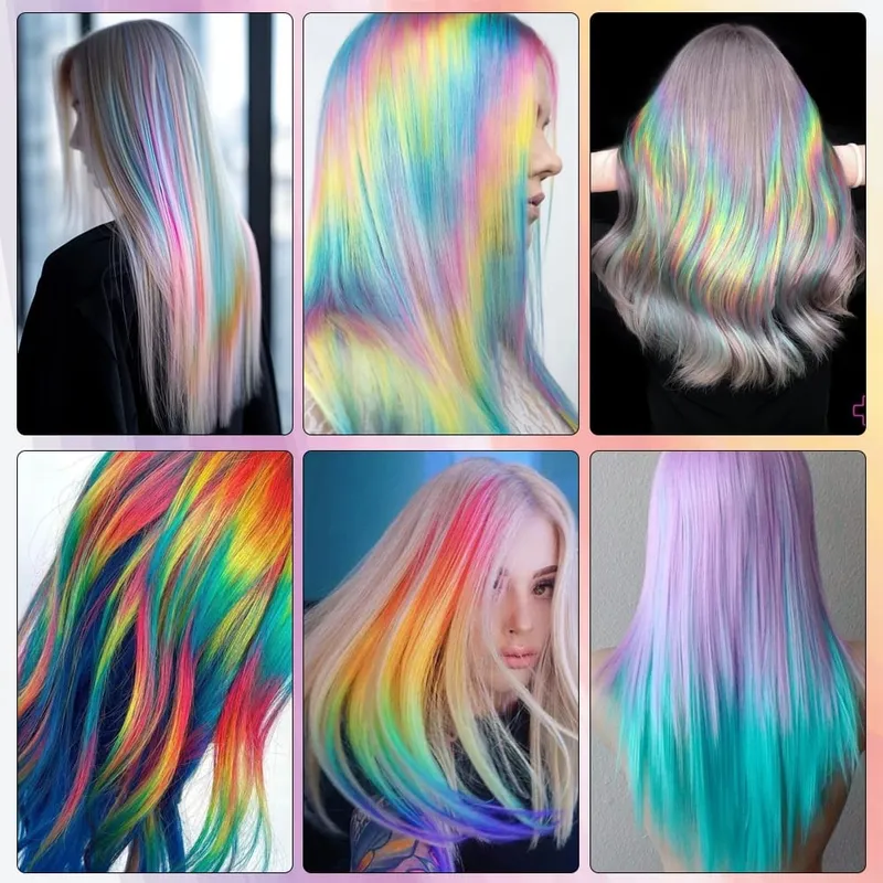 20 inci patchwork 3 warna sintetik klip tunggal warna pelangi sambungan rambut sambungan rambut 24 warna untuk kanak-kanak perempuan hadiah percutian — image 7