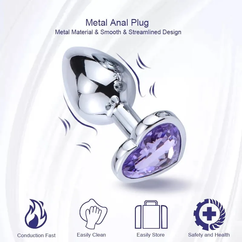 Palam Dubur Logam untuk Pemula Palam Punggung Bentuk Hati Kristal Perangsang Melancap untuk Wanita Dildo Mainan Seks Lelaki Pengurut Prostat — image 2
