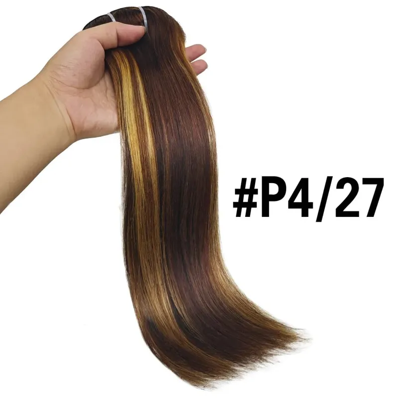 Gerade Clip-in-Echthaarverlängerungen, braune, unverarbeitete Haarverlängerungen, voller Kopf, brasilianisches Haar, nahtlose Clip-Ins-Verlängerung — image 15