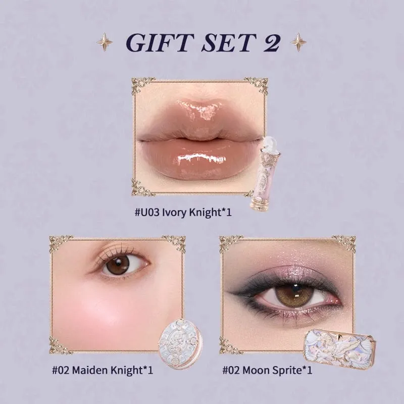 Flower Knows Knight Unicorn Collection Gift Set includes makeup palette+lipstick+blush