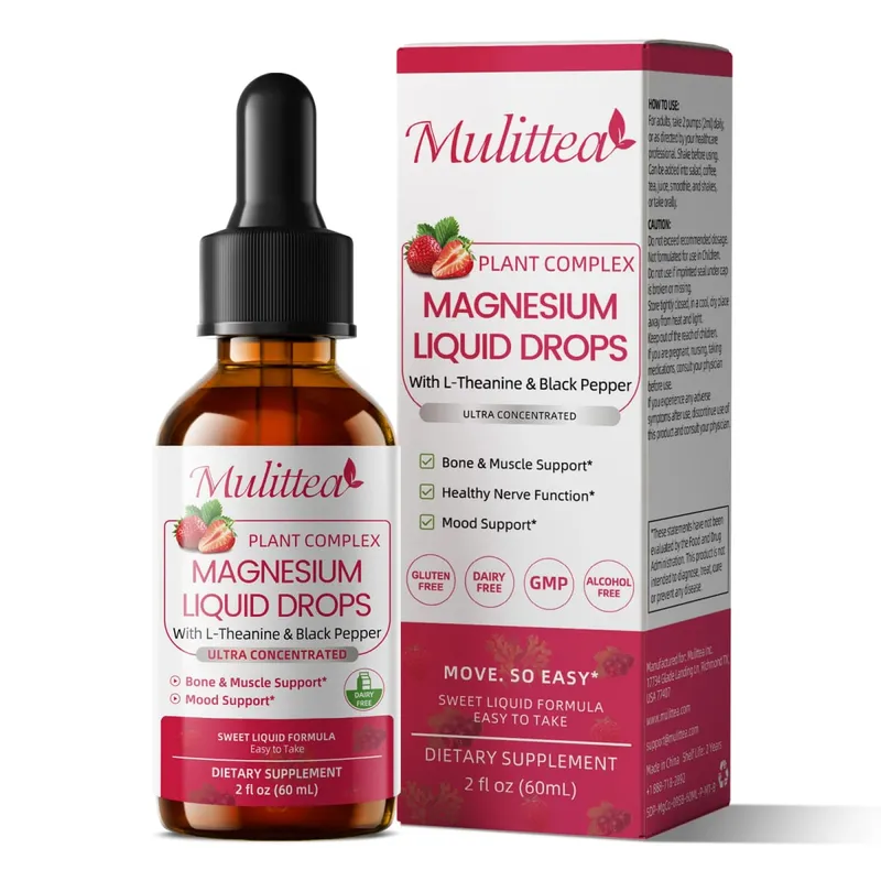 Mulittea Magnesium Drop Vegan+ Bez cukru Podporuje relaxaci a spánek Zdraví Podporuje činnost svalů a nervového systému Pomáhá udržovat zdravou rovnováhu elektrolytů