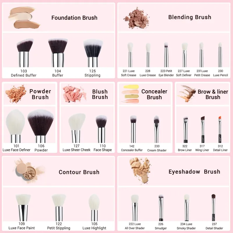 Jessup Make-up-Pinsel-Set, Foundation, Puder, professioneller Make-up-Pinsel, Konturenmixer, Lidschatten, Rouge, 25 Stück, Ziegensynthetik T175 — image 3