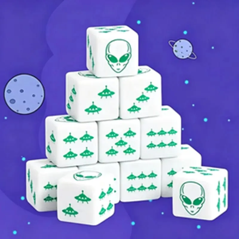12 pezzi tema alieno D6 set di dadi dadi per giochi da tavolo giochi di ruolo Dungeons and Dragons forniture per feste regalo per adulti famiglia