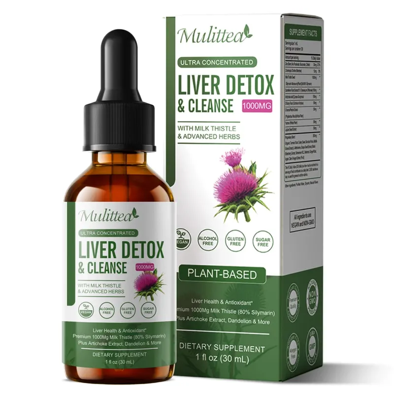 Mulittea Kapky pro zdraví jater s ostropestřcem mariánským a artyčokem - 60 ml bylinná směs se silymarinem Pampeliška kurkuma a berberin pro čištění jater Detox Repair & každodenní podpora