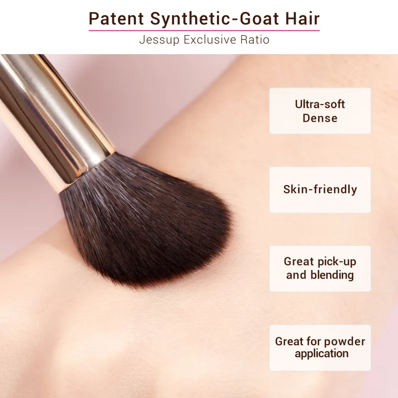 Jessup Set di pennelli per trucco Professionale in capelli sintetici naturali Pennelli per trucco Fondotinta in polvere Ombretto per contorno 15-25 pezzi — image 4