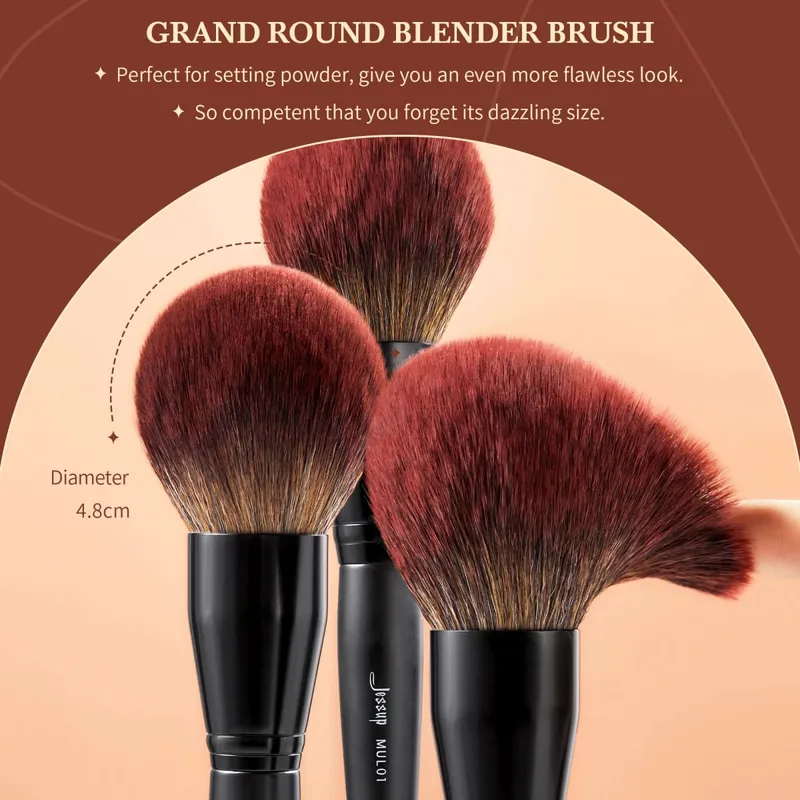 Set Berus Mekap Jessup 3-21pcs Premium Synthetic Big Powder Foundation Concealer Eyeshadow Eyeliner Spoolie Wood T271 — image 4