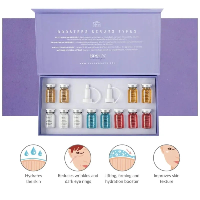 Sérum ADN de saumon Dr.Pen Kit de démarrage fond de teint Peptide AQUA sérum de cellules souches Essence hydratant soins de la peau du visage 4 flacons/12 flacons — image 4