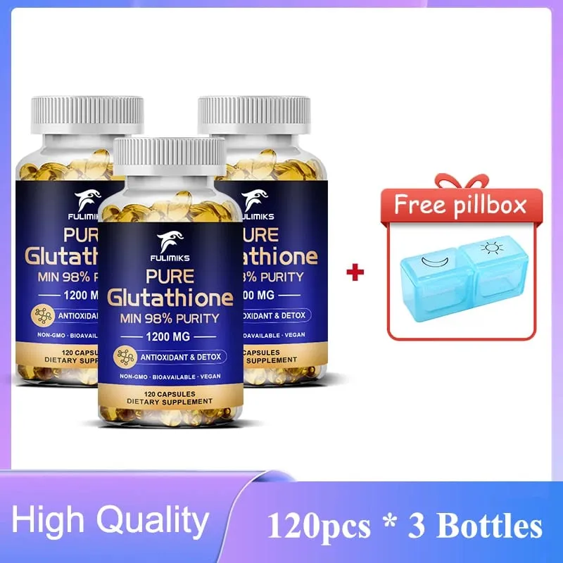 Pure Glutathion Capsules 1200 MG Max podpora vstřebávání Antioxidant pleti Anti-Aging Detoxikace Játra Čištění Imunita — image 5