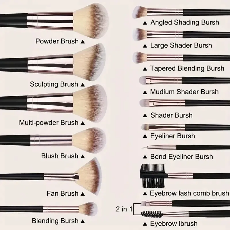 Set Berus Solekan Luxe Set Kosmetik Berbulu Lembut Serbuk Pemerah Mata Pembayang Mata Kabuki Blending Berus Mekap Alat Kecantikan — image 2