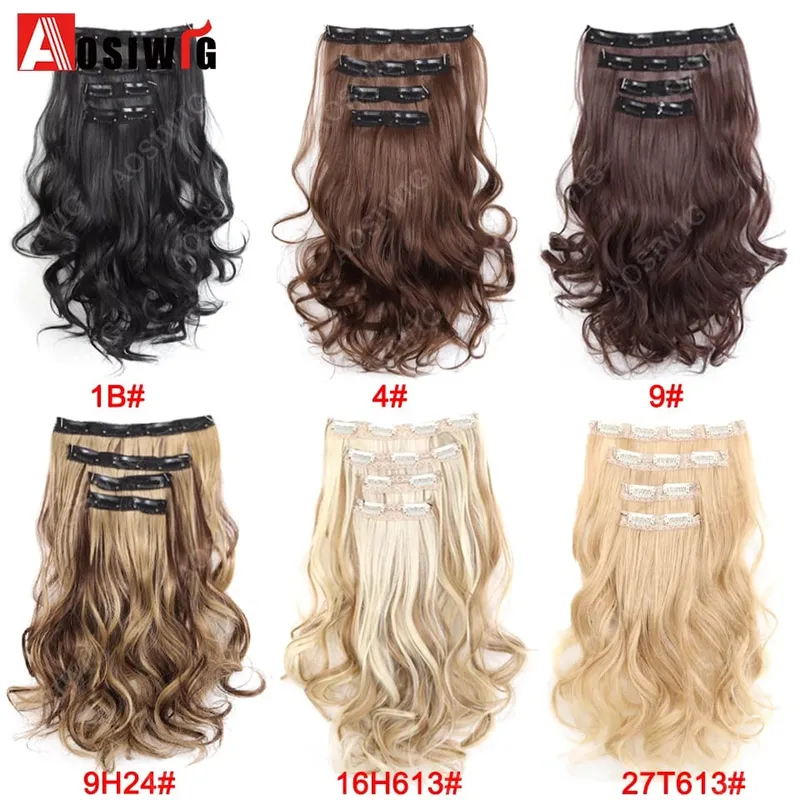 Synthetic 11 Clips Clips in Hair Extensions Long Curly Hairstyle Black Blonde Hairpieces Heat Resistant False Hair Daily Use — image 4