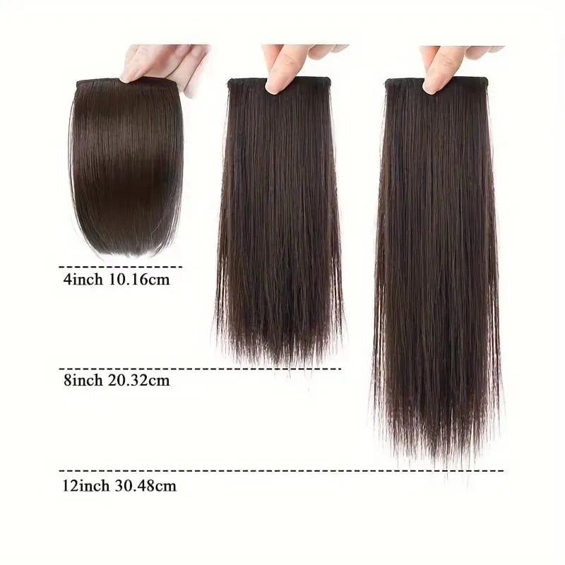 Clip sintetica senza cuciture con frangia Estensione dei capelli con clip BB sicure Fodera spessa dei capelli Copertura laterale superiore Posticci per le donne — image 6