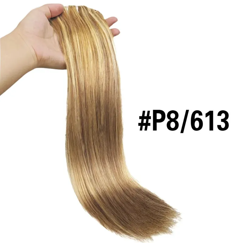 Gerade Clip-in-Echthaarverlängerungen, braune, unverarbeitete Haarverlängerungen, voller Kopf, brasilianisches Haar, nahtlose Clip-Ins-Verlängerung — image 14
