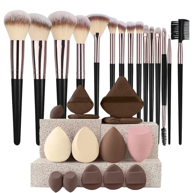 Set Berus Solekan Luxe Set Kosmetik Berbulu Lembut Serbuk Pemerah Mata Pembayang Mata Kabuki Blending Berus Mekap Alat Kecantikan — image 12