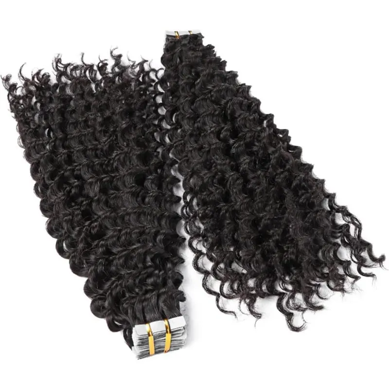 Nastro a onde profonde nelle estensioni dei capelli Capelli umani 20 pezzi Nastro biadesivo invisibile Estensione dei capelli 50 g/pacco Nastro per capelli umani Remy Ins — image 3