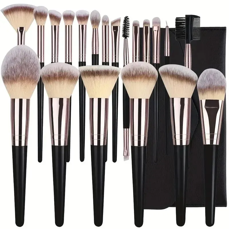 Set Berus Solekan Luxe Set Kosmetik Berbulu Lembut Serbuk Pemerah Mata Pembayang Mata Kabuki Blending Berus Mekap Alat Kecantikan — image 1