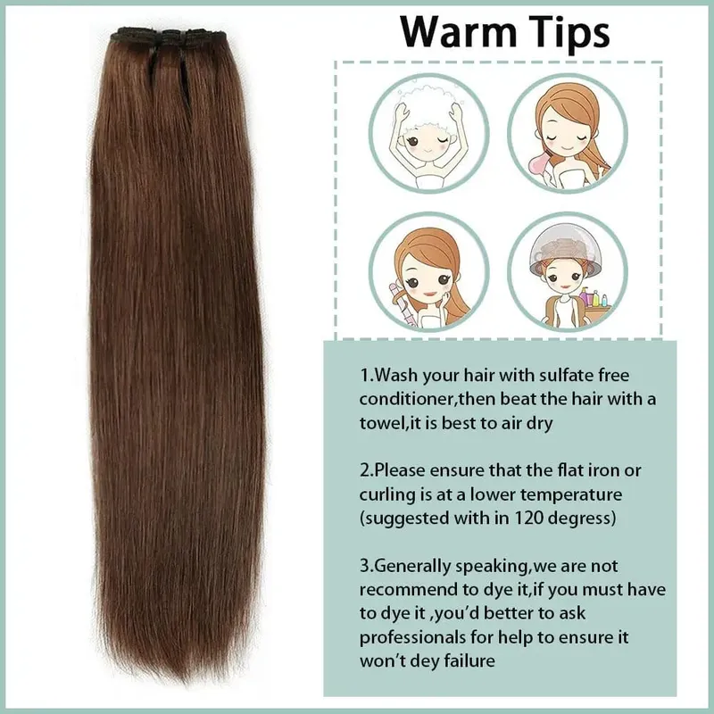 Clip de cheveux humains droits dans les extensions de cheveux 100% non transformés pleine tête cheveux vierges brésiliens couleur noire naturelle 8 pièces avec 120G — image 6