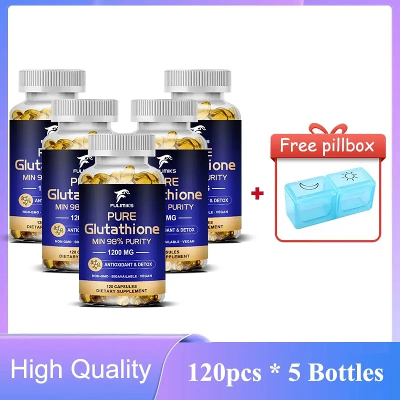 Pure Glutathion Capsules 1200 MG Max podpora vstřebávání Antioxidant pleti Anti-Aging Detoxikace Játra Čištění Imunita — image 7