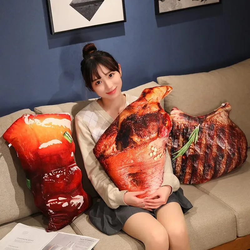 ตุ๊กตาจำลองอาหารไส้กรอกไก่ตุ๊กตาหมอนปีกย่างสเต็กซี่โครงตลกเบาะนุ่มเด็กสร้างสรรค์เบเกอรี่ของเล่น — image 9