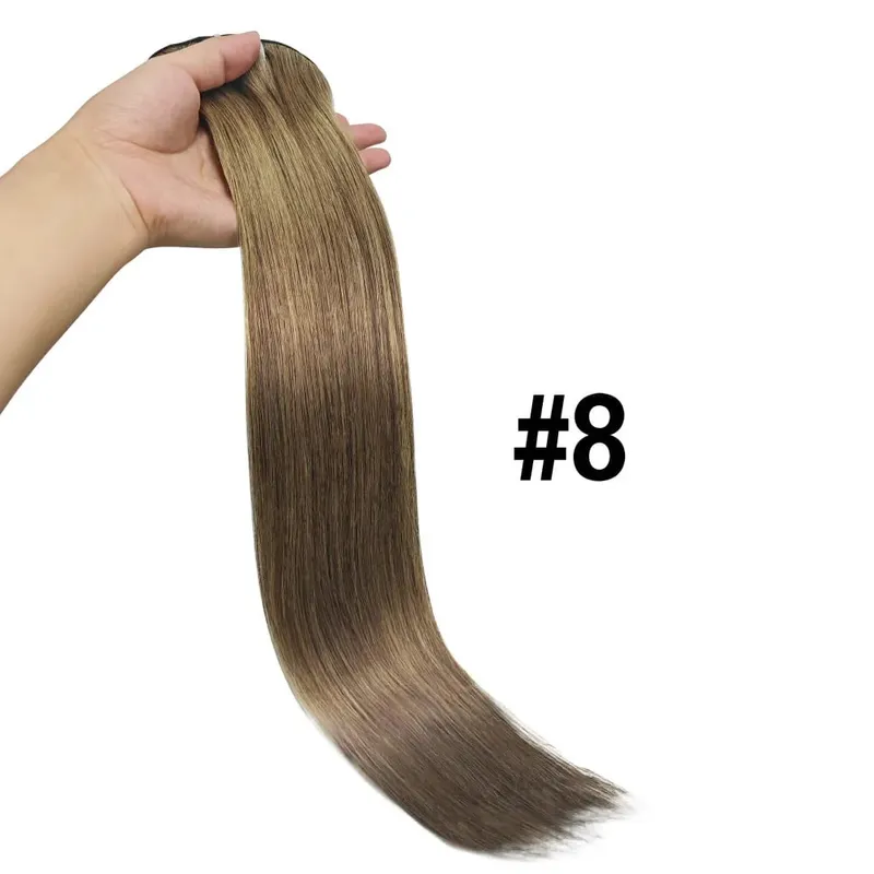 Gerade Clip-in-Echthaarverlängerungen, braune, unverarbeitete Haarverlängerungen, voller Kopf, brasilianisches Haar, nahtlose Clip-Ins-Verlängerung — image 12