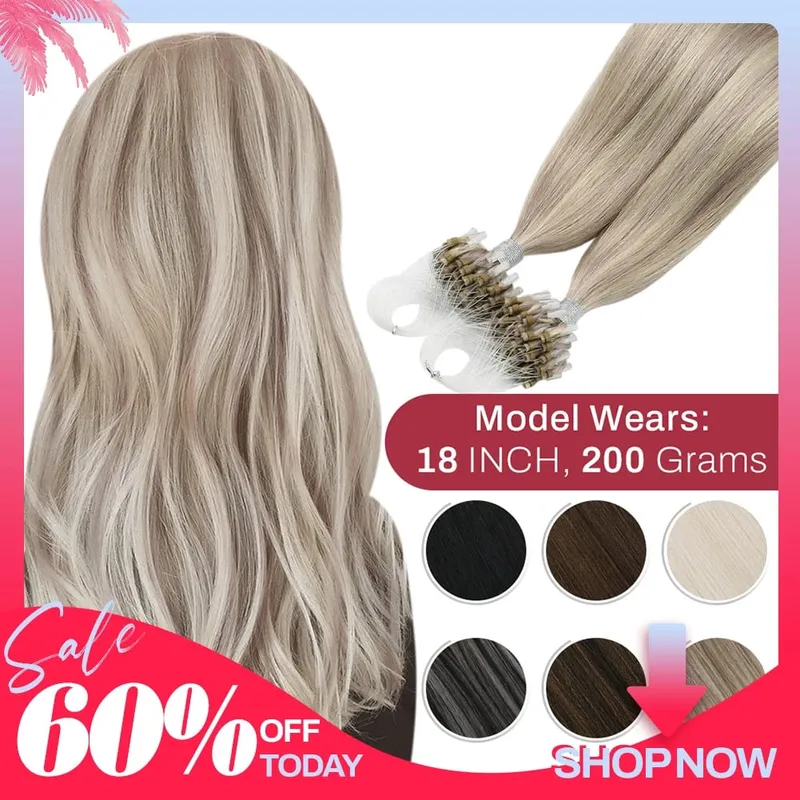 Moresoo Micro Link-Haarverlängerungen, Echthaar, Mikro-Loop-Haar, Kaltfusion, 50 g, unsichtbares brasilianisches vorgebundenes Remy-Mikroring-Haar — image 1