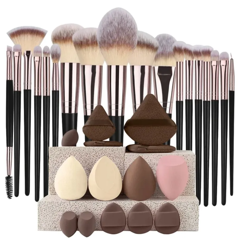 Set Berus Solekan Luxe Set Kosmetik Berbulu Lembut Serbuk Pemerah Mata Pembayang Mata Kabuki Blending Berus Mekap Alat Kecantikan — image 7
