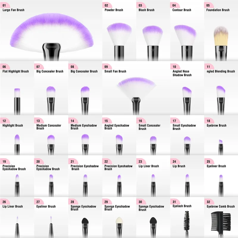 18/32 stk Makeup Brushes Professionel blød blød kosmetik Foundation Powder Øjenskygge Kabuki Blending Blush Makeup Brush Tool — image 2