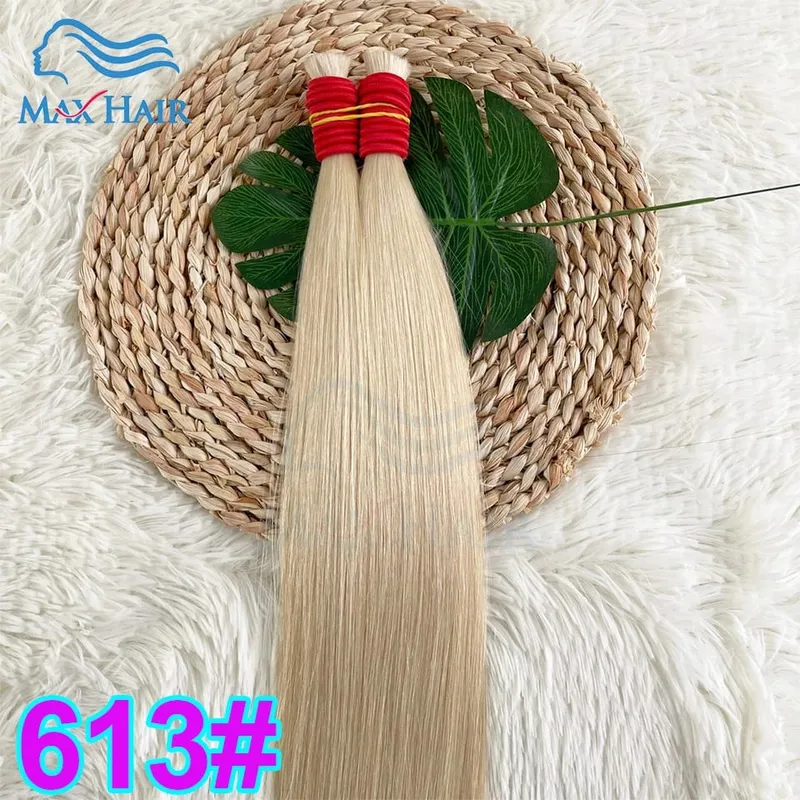 Human Hair Bulk No Weft 100% Bundles 613 Straight Highlight Original Bulk Extensions Russian Natural Unprocessed Blonde Hair — image 18