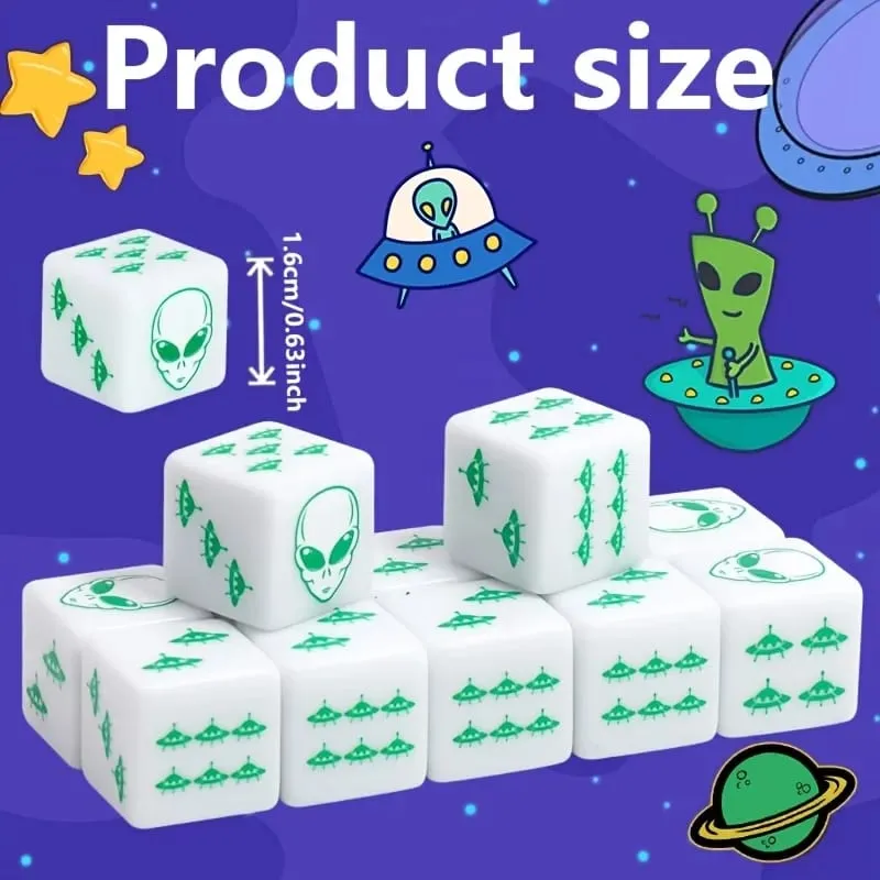 12 pezzi tema alieno D6 set di dadi dadi per giochi da tavolo giochi di ruolo Dungeons and Dragons forniture per feste regalo per adulti famiglia — image 2