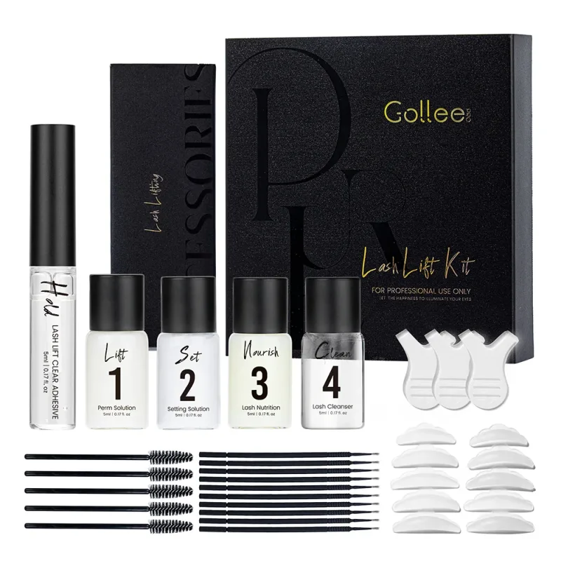 Gollee Eyelash Lifting Perm Kit Natural Lashes Enhancer ยาวนาน 4-6 สัปดาห์สีดำ Lash Brow Tinting เปียร์ม Professional แต่งหน้า