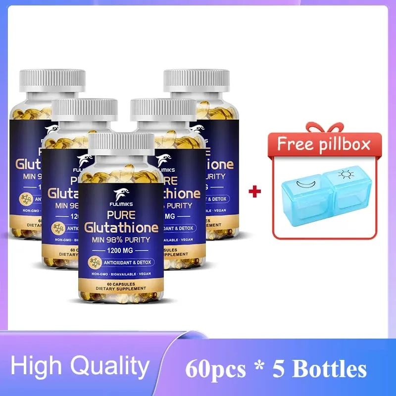 Pure Glutathion Capsules 1200 MG Max podpora vstřebávání Antioxidant pleti Anti-Aging Detoxikace Játra Čištění Imunita — image 8