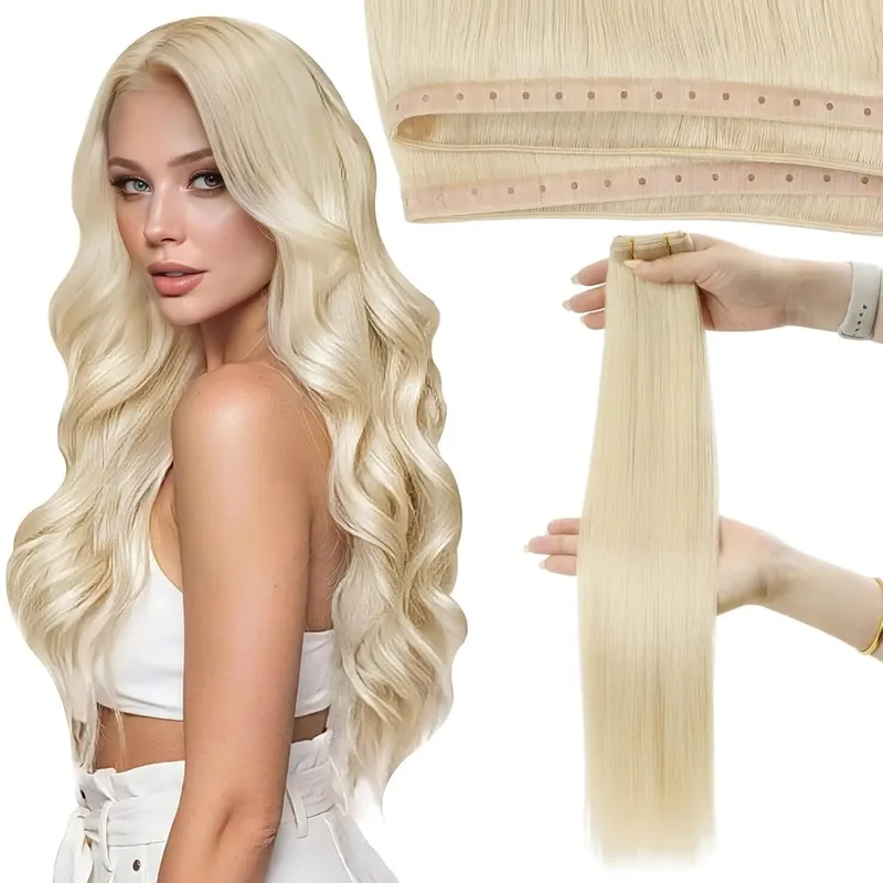 Moresoo Butterfly Weft Echthaar-Extensions, PU-Loch, gerade, Extensiones De Cabello Humano, Pu-Loch-Weft für Frauen und Party