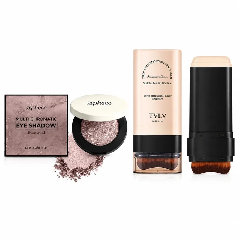 Sombra de ojos multicromática, paleta de oro rosa, base en barra, Kit de Maquillaje facial pigmentado, juego de cosméticos impermeables para citas diarias