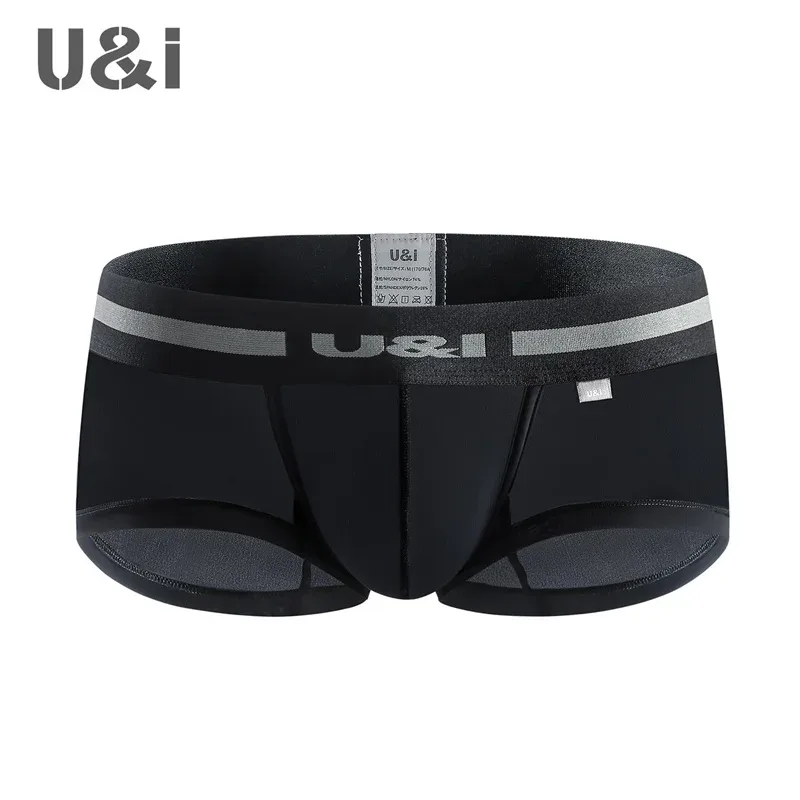 U&I men's underwear boxer low-waist nylon ultra-thin slightly transparent u convex design trendy personality summer boxer