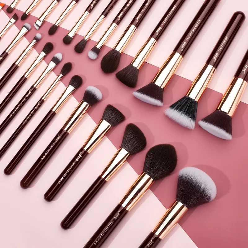 Jessup Set di pennelli per trucco Professionale in capelli sintetici naturali Pennelli per trucco Fondotinta in polvere Ombretto per contorno 15-25 pezzi — image 2