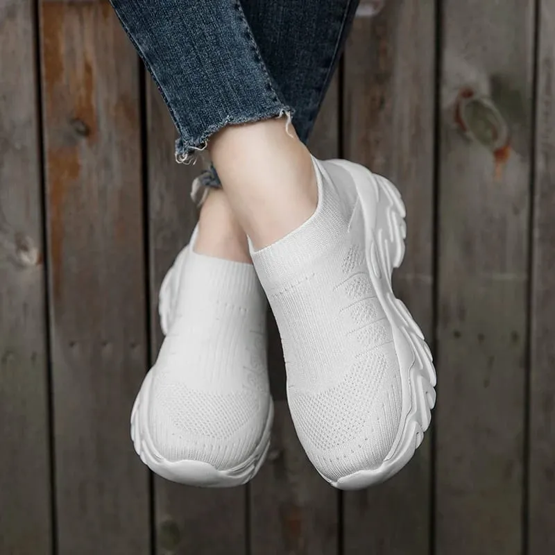 Scarpe da ginnastica da uomo con calzino in maglia traspirante, scarpe da passeggio con piattaforma leggera per passeggiate all'aperto, pendolari e abbigliamento casual