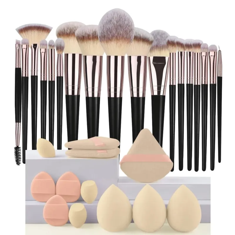 Set Berus Solekan Luxe Set Kosmetik Berbulu Lembut Serbuk Pemerah Mata Pembayang Mata Kabuki Blending Berus Mekap Alat Kecantikan — image 15