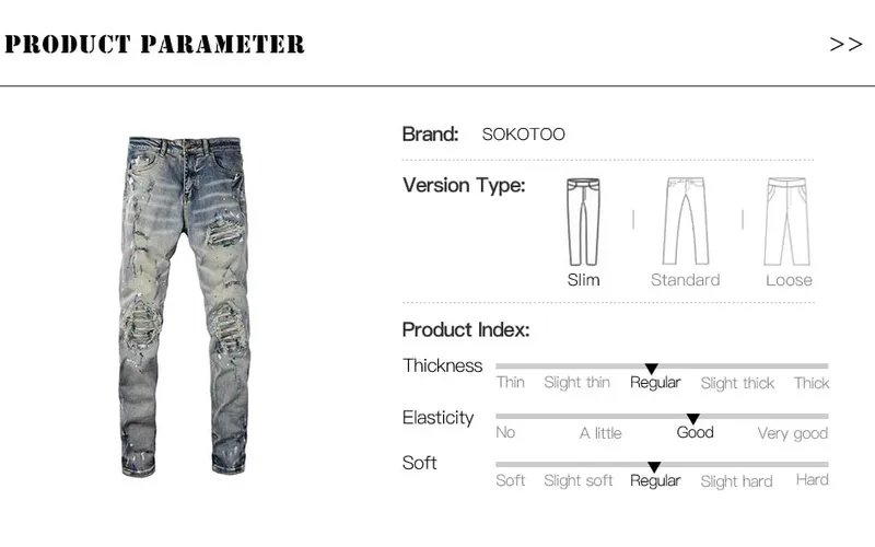 Men Painted Stretch Denim Biker Jeans Streetwear Cracked Patch Patchwork Holes Ripped Distressed Pants Skinny Tapered Trousers — image 7