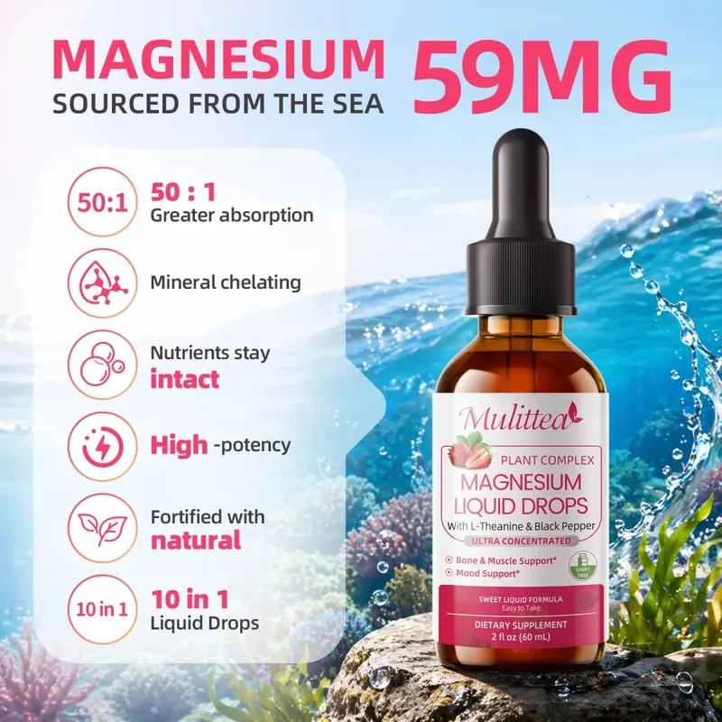 Mulittea Magnesium Drop Vegan+ Bez cukru Podporuje relaxaci a spánek Zdraví Podporuje činnost svalů a nervového systému Pomáhá udržovat zdravou rovnováhu elektrolytů — image 4
