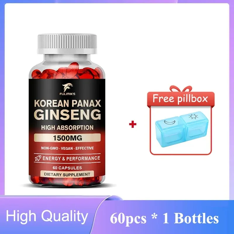 Panax Ginseng 15 000 mg - อาหารเสริมโสมแดงเกาหลีสำหรับผู้ชาย - ความแข็งแกร่งเป็นพิเศษ - เน้นพลังงาน ผลผลิตและประสิทธิภาพ