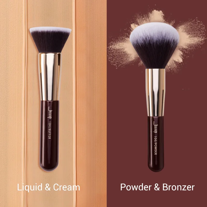 Jessup Set di pennelli per trucco Professionale in capelli sintetici naturali Pennelli per trucco Fondotinta in polvere Ombretto per contorno 15-25 pezzi — image 5