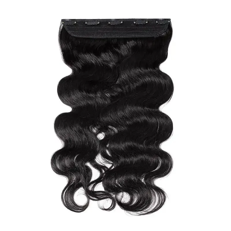 Clip riccia in un unico pezzo nelle estensioni dei capelli Capelli umani invisibili dell'onda del corpo da 100G con 5 clip Clip dell'onda naturale nelle estensioni dei capelli